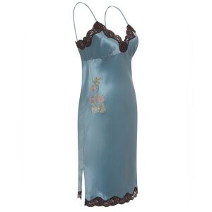 Gold Hawk Forget Me Not Washable Silk Embroidery Slip Dress, MSRP $250.00M, NWT
